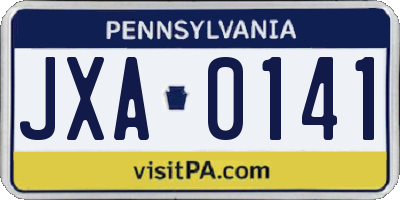 PA license plate JXA0141
