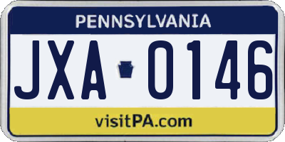 PA license plate JXA0146