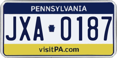 PA license plate JXA0187