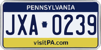 PA license plate JXA0239