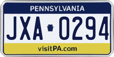 PA license plate JXA0294