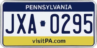 PA license plate JXA0295