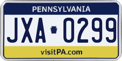 PA license plate JXA0299