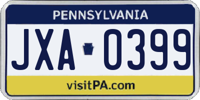 PA license plate JXA0399