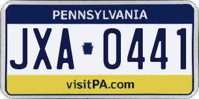 PA license plate JXA0441