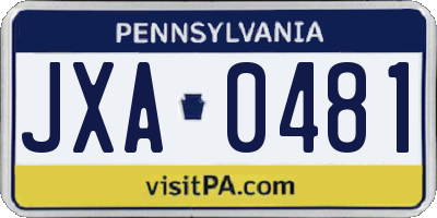 PA license plate JXA0481