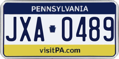 PA license plate JXA0489