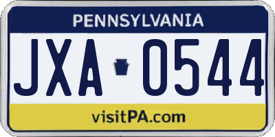 PA license plate JXA0544