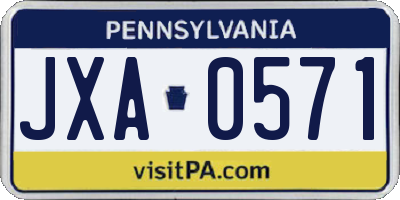 PA license plate JXA0571