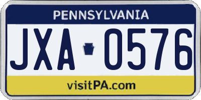 PA license plate JXA0576