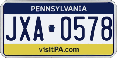 PA license plate JXA0578