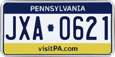 PA license plate JXA0621