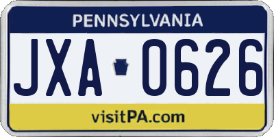 PA license plate JXA0626