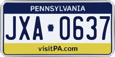 PA license plate JXA0637