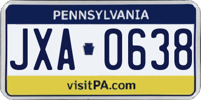 PA license plate JXA0638