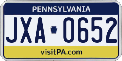 PA license plate JXA0652