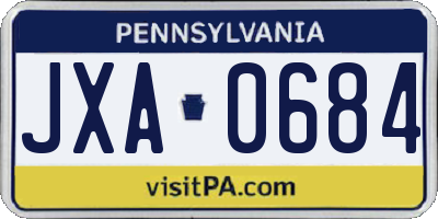 PA license plate JXA0684
