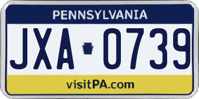 PA license plate JXA0739