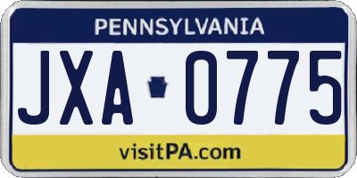 PA license plate JXA0775