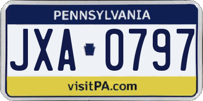 PA license plate JXA0797