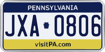 PA license plate JXA0806