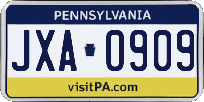 PA license plate JXA0909
