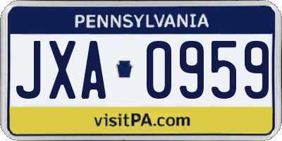 PA license plate JXA0959