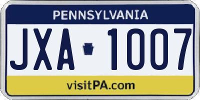 PA license plate JXA1007