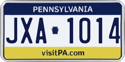 PA license plate JXA1014