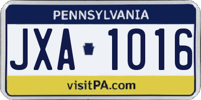 PA license plate JXA1016
