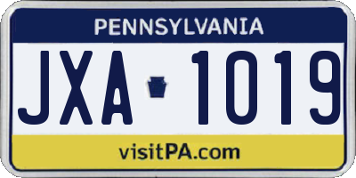 PA license plate JXA1019