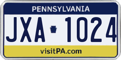 PA license plate JXA1024