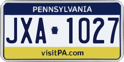 PA license plate JXA1027