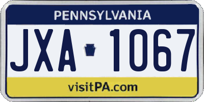 PA license plate JXA1067