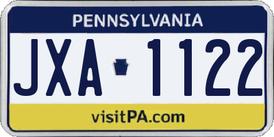 PA license plate JXA1122