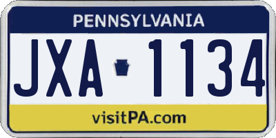 PA license plate JXA1134
