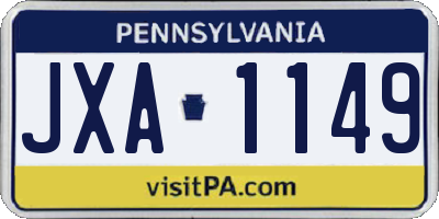 PA license plate JXA1149