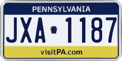 PA license plate JXA1187