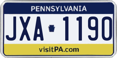PA license plate JXA1190