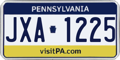 PA license plate JXA1225