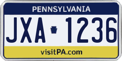 PA license plate JXA1236