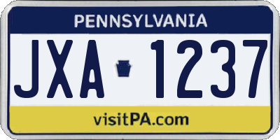 PA license plate JXA1237