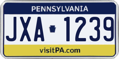 PA license plate JXA1239
