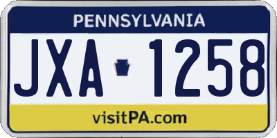PA license plate JXA1258