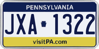 PA license plate JXA1322