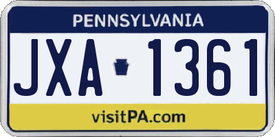 PA license plate JXA1361