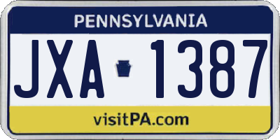 PA license plate JXA1387