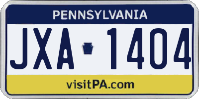 PA license plate JXA1404