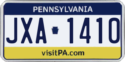 PA license plate JXA1410