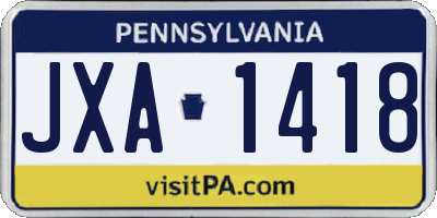 PA license plate JXA1418